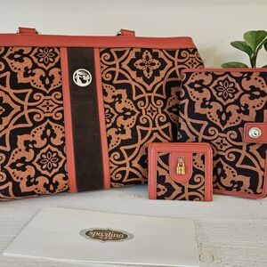 Spartina Black and Brown Patterned Bag Set